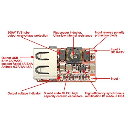 Feines 6-24v 12v/24v zu 5v 3a Auto USB-Ladegerät Modul DC Buck