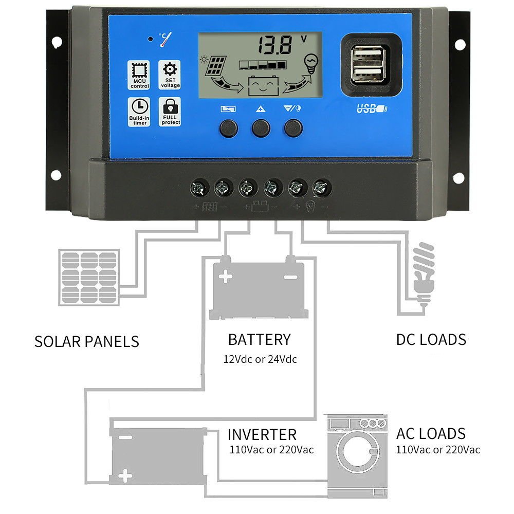 PWM Solar Charge Controller Connection Diagram